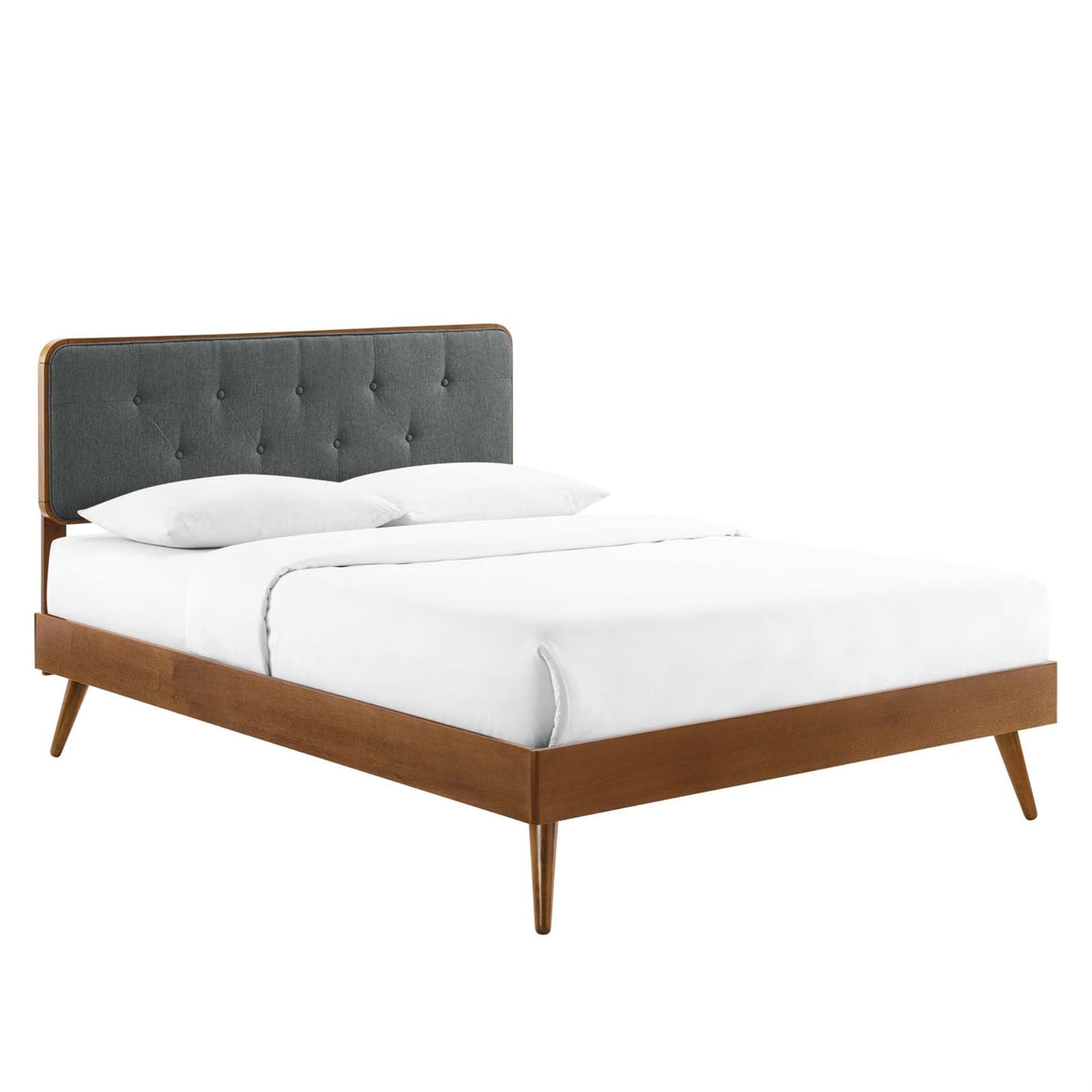 Bridgette Full Wood Platform Bed With Splayed Legs Walnut Charcoal