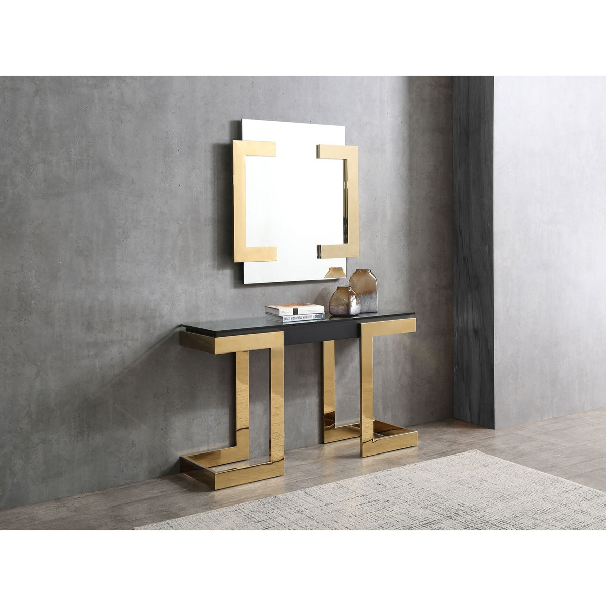Sumo Square Mirror. Polished Gold Stainless Steel Frame
