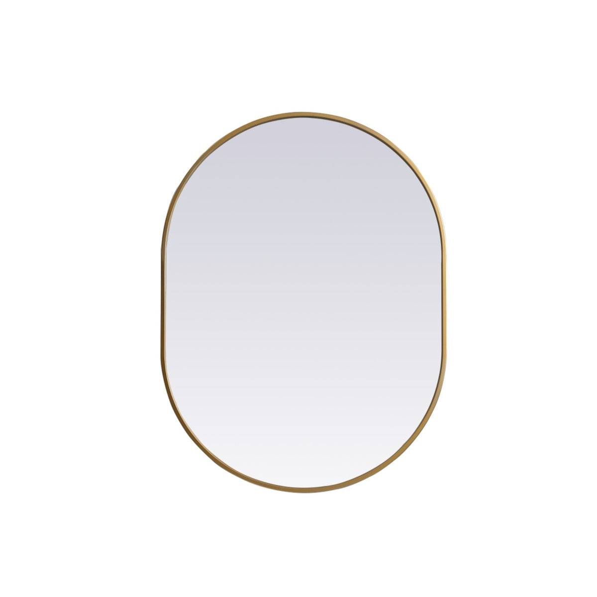 Metal Frame Oval Mirror 27X36 Inch In Brass