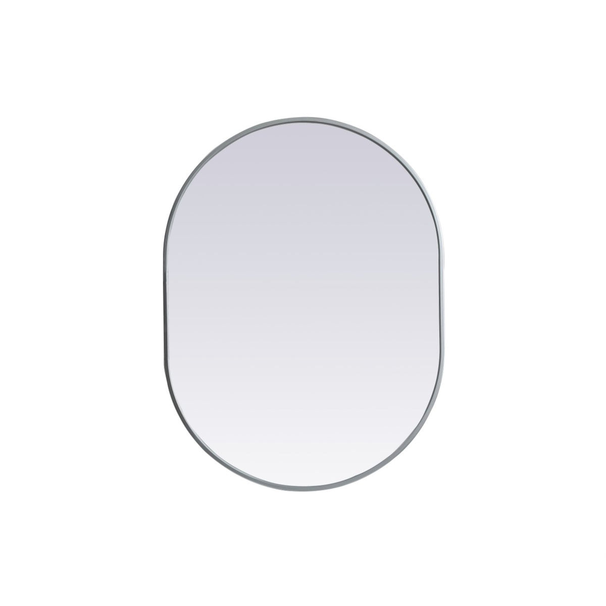 Metal Frame Oval Mirror 27X36 Inch In Silver