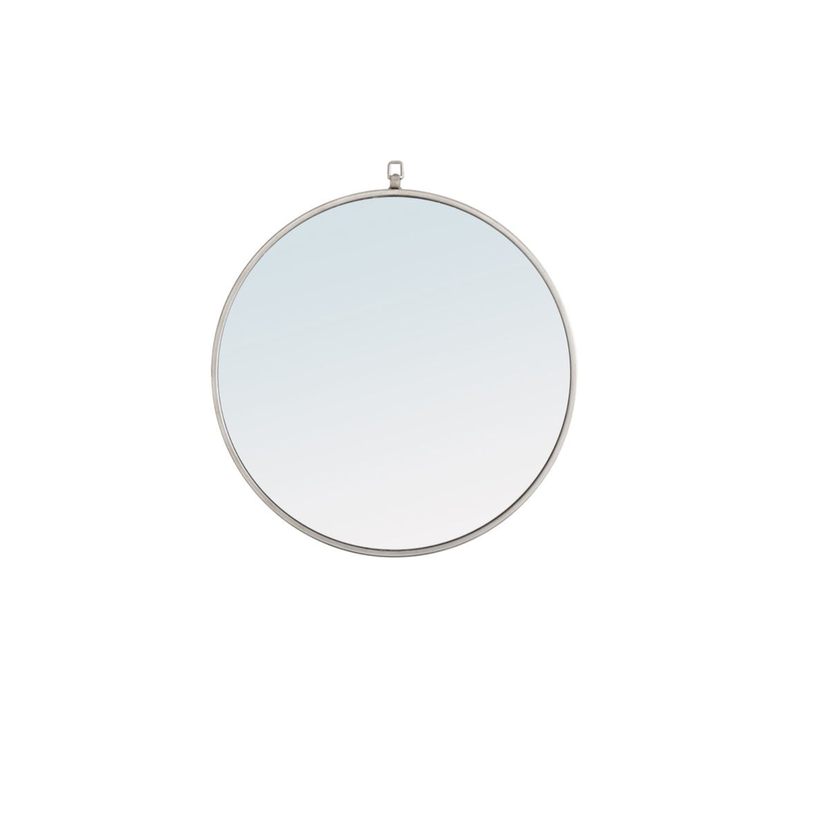 Metal Frame Round Mirror With Decorative Hook 24 Inch Silver Finish