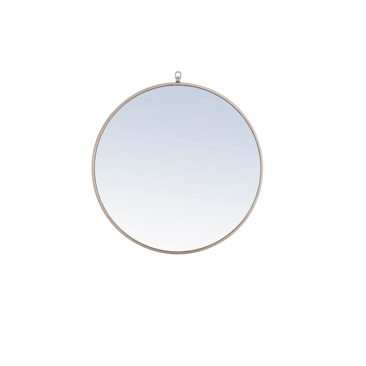 Metal Frame Round Mirror With Decorative Hook 28 Inch Silver Finish