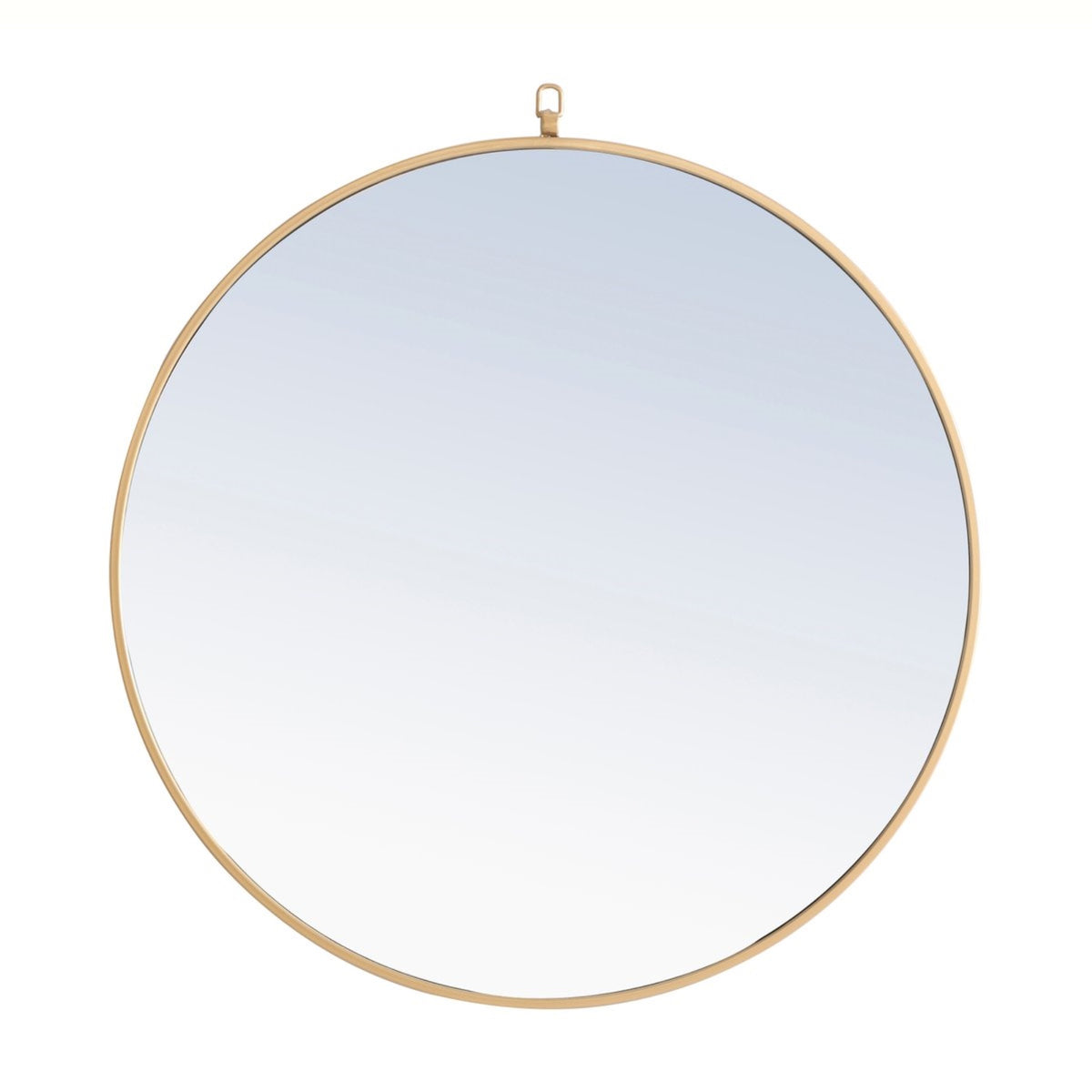 Metal Frame Round Mirror With Decorative Hook 32 Inch Brass Finish