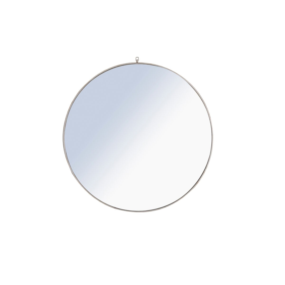 Metal Frame Round Mirror With Decorative Hook 48 Inch Silver Finish