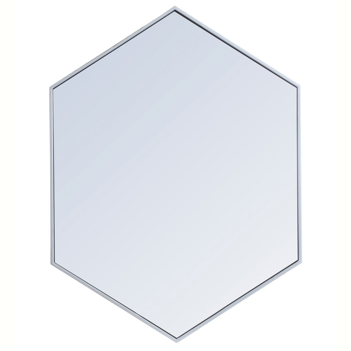 Metal Frame Hexagon Mirror 30 Inch In Silver