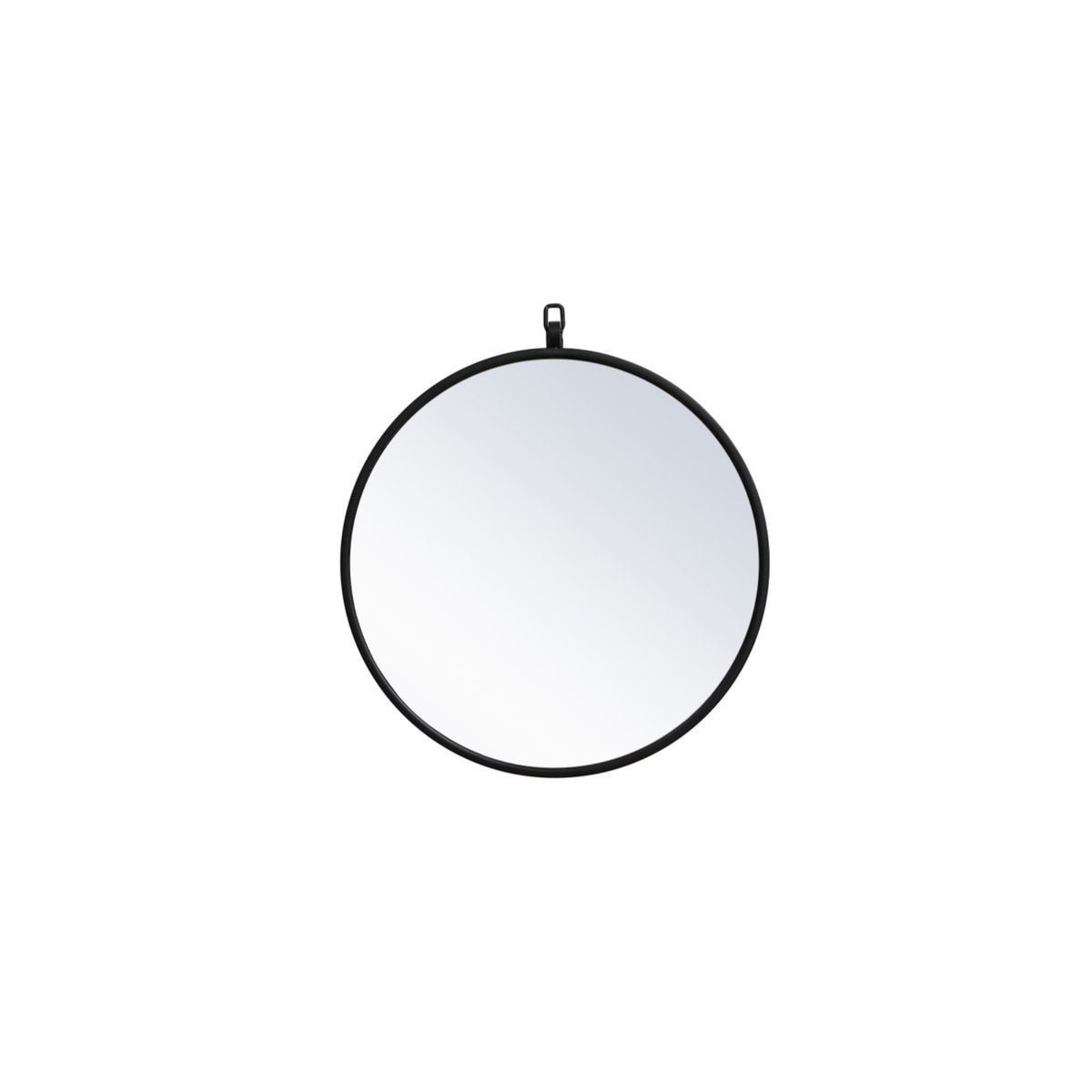Metal Frame Round Mirror With Decorative Hook 18 Inch In Black