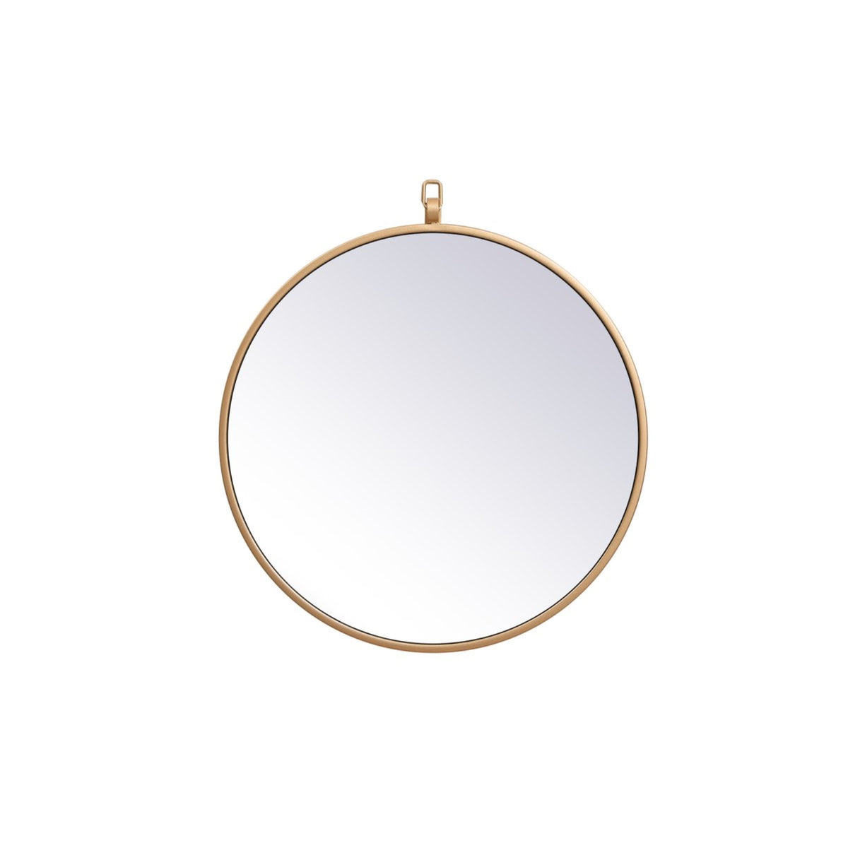 Metal Frame Round Mirror With Decorative Hook 18 Inch In Brass