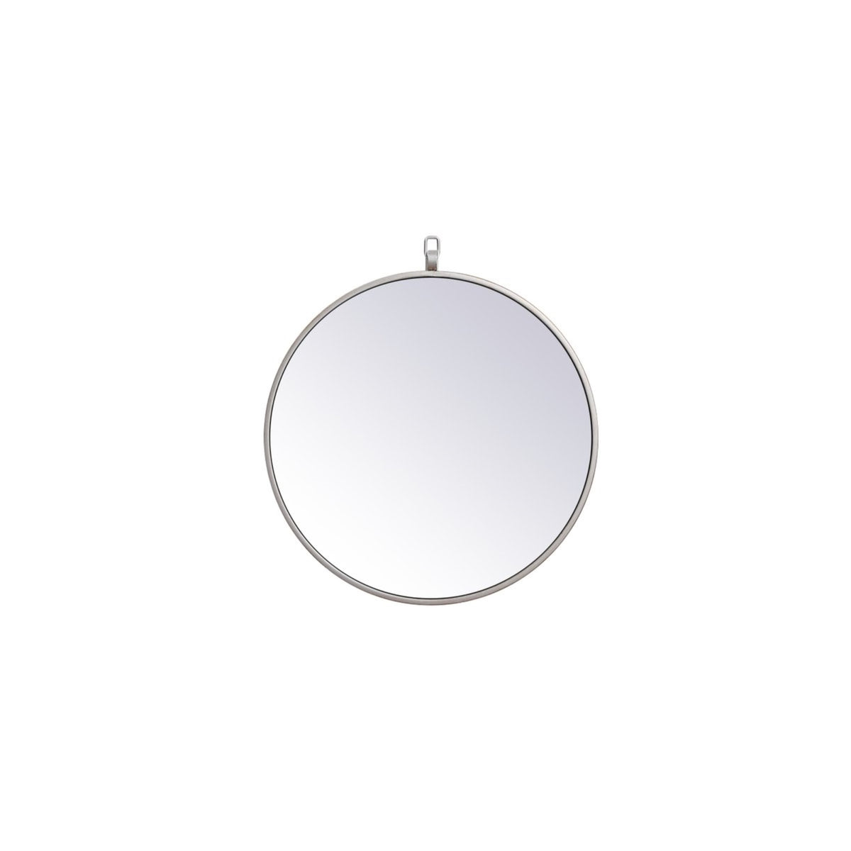 Metal Frame Round Mirror With Decorative Hook 18 Inch In Silver