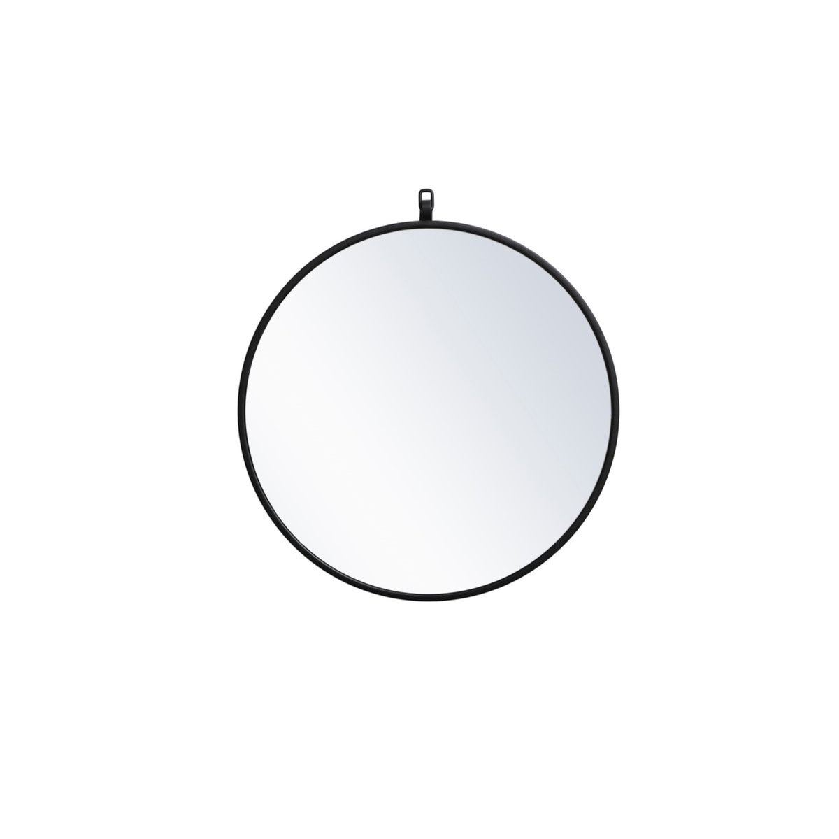 Metal Frame Round Mirror With Decorative Hook 21 Inch In Black