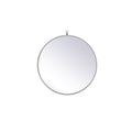 Metal Frame Round Mirror With Decorative Hook 21 Inch In Silver