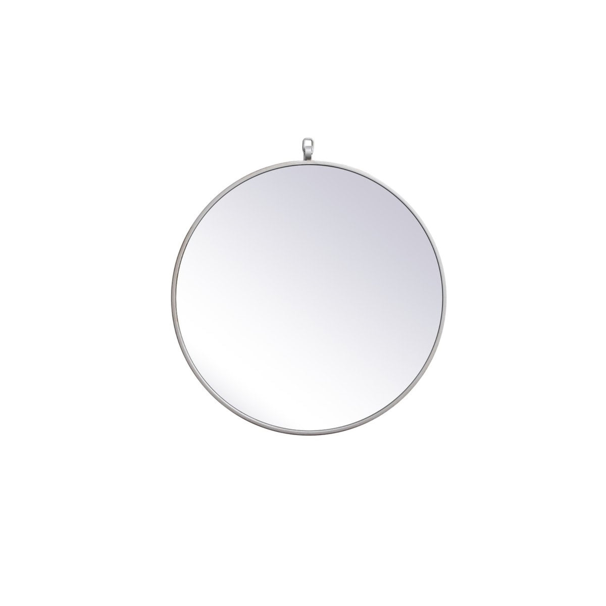 Metal Frame Round Mirror With Decorative Hook 21 Inch In Silver