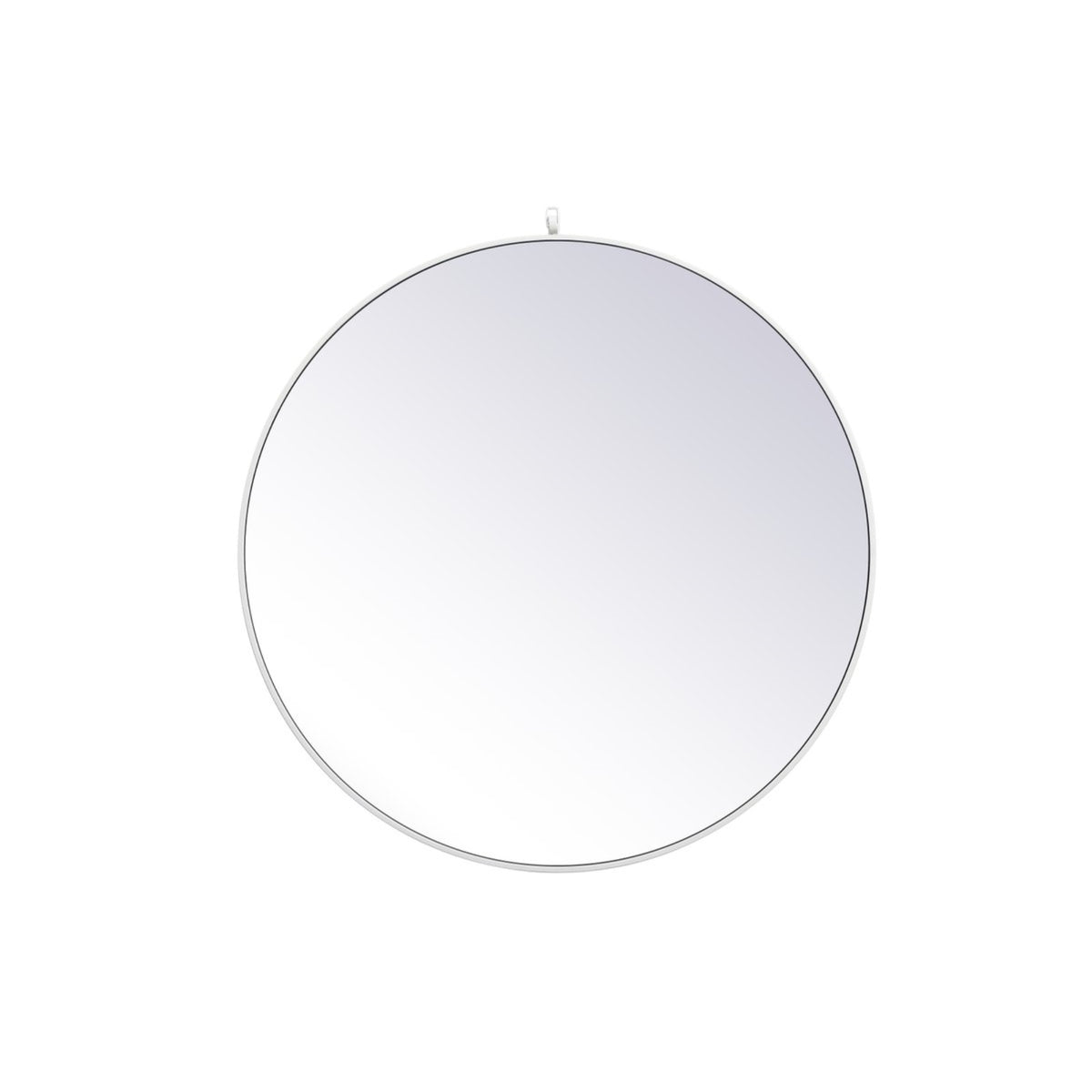 Metal Frame Round Mirror With Decorative Hook 39 Inch In White