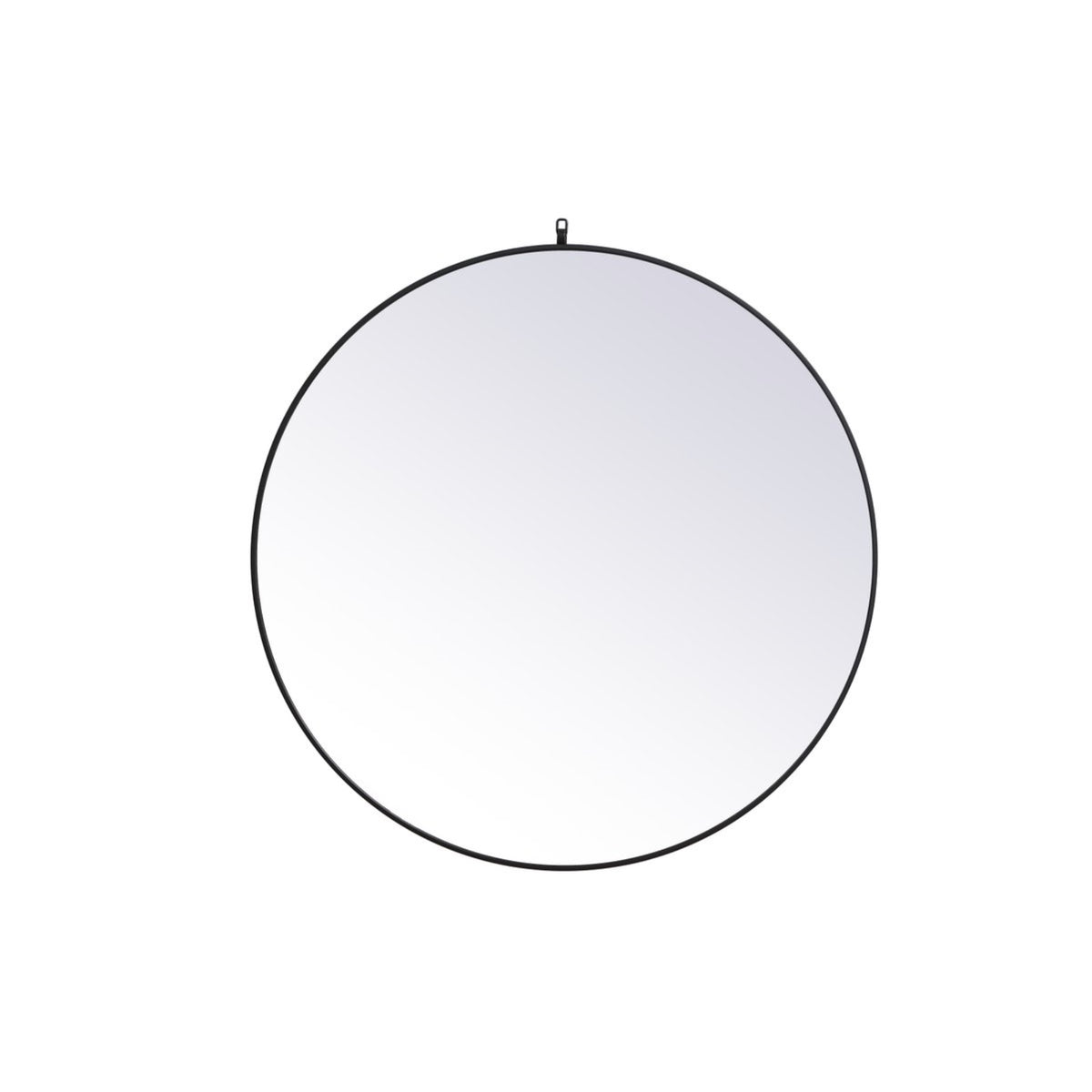 Metal Frame Round Mirror With Decorative Hook 45 Inch In Black