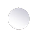 Metal Frame Round Mirror With Decorative Hook 45 Inch In Silver