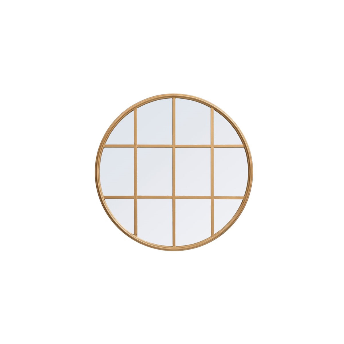 Metal Windowpane Mirror 28 Inch X 28 Inch In Brass