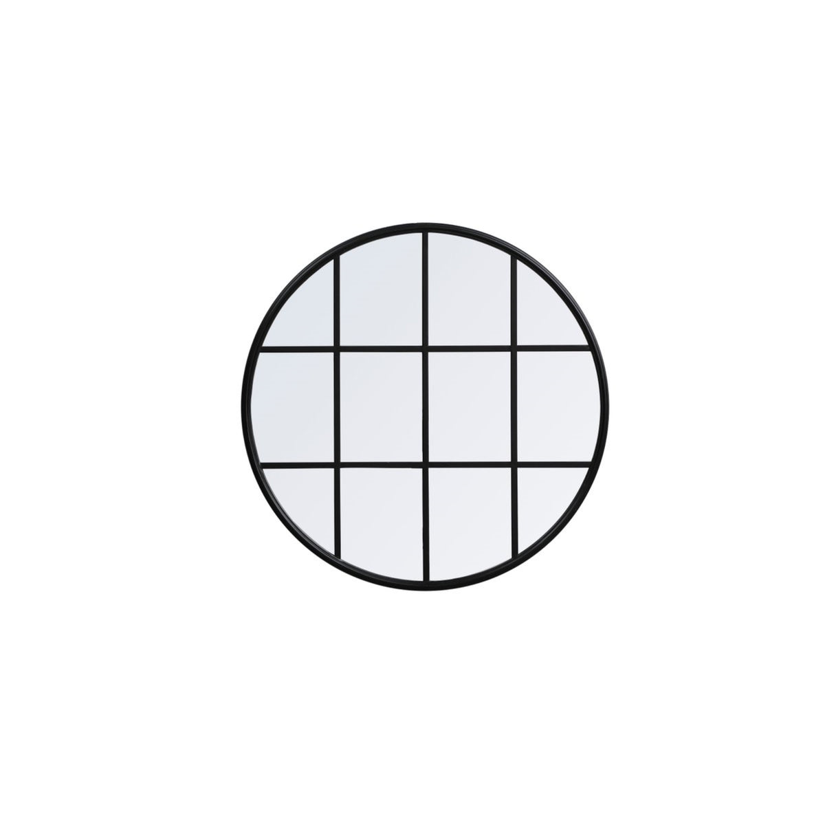 Metal Windowpane Mirror 32 Inch X 32 Inch In Black