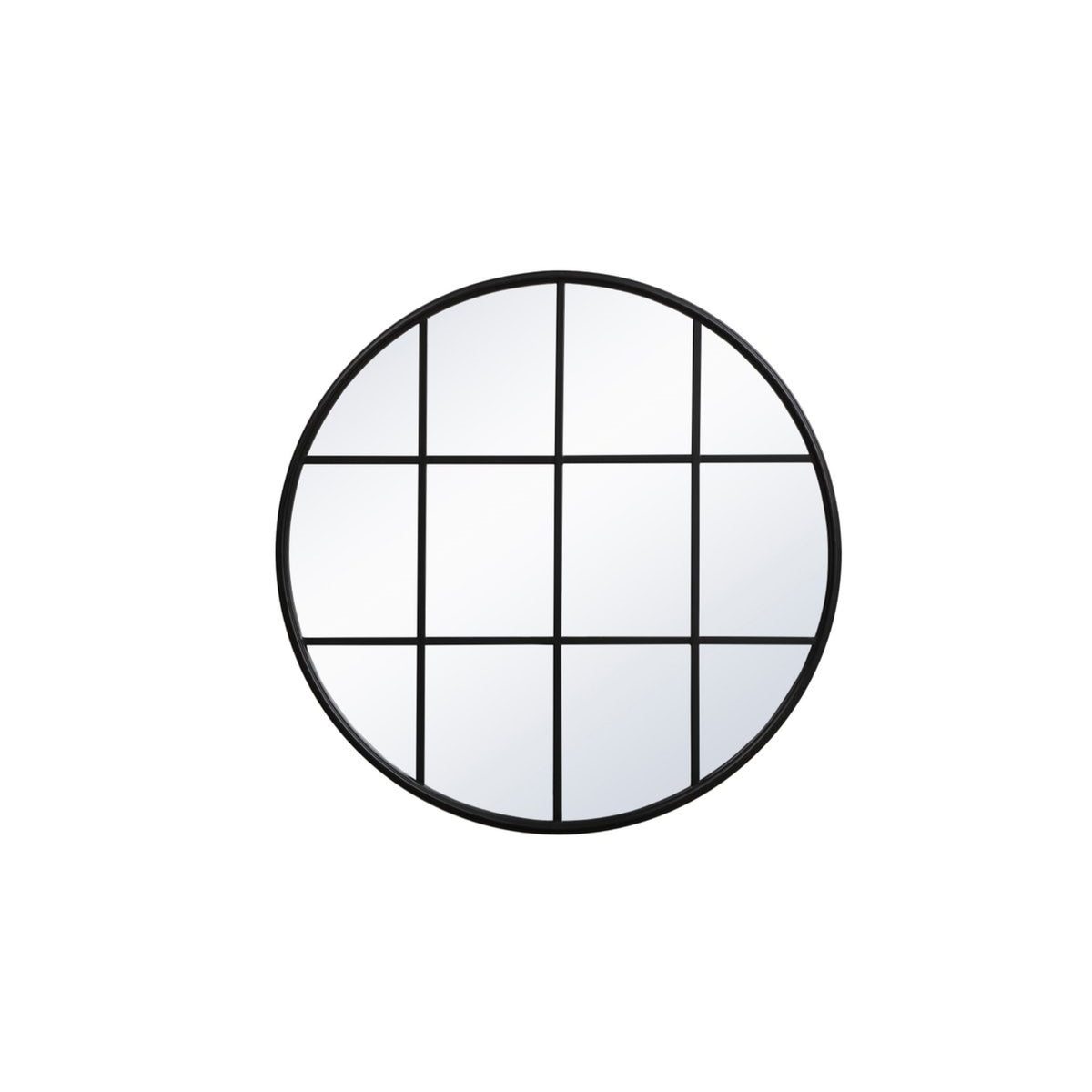 Metal Windowpane Mirror 36 Inch X 36 Inch In Black