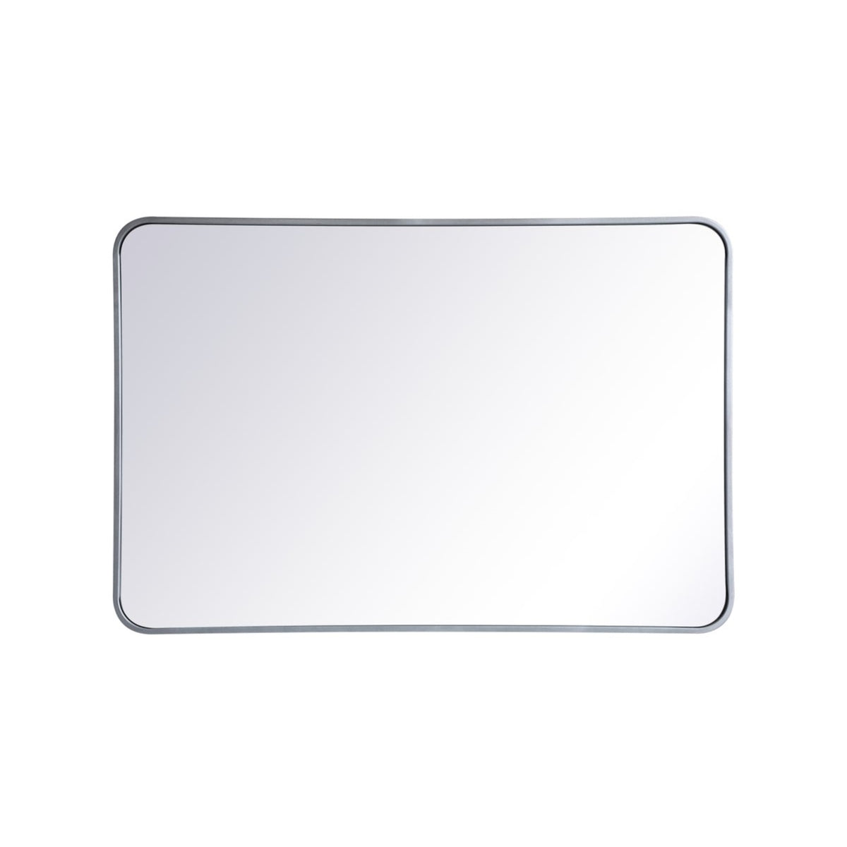 Soft Corner Metal Rectangular Mirror 27X40 Inch In Silver