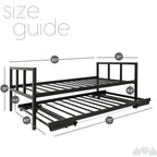 Twin Heavy Duty Black Metal Daybed Frame with Roll-Out Pop-Up Trundle Bed Frame