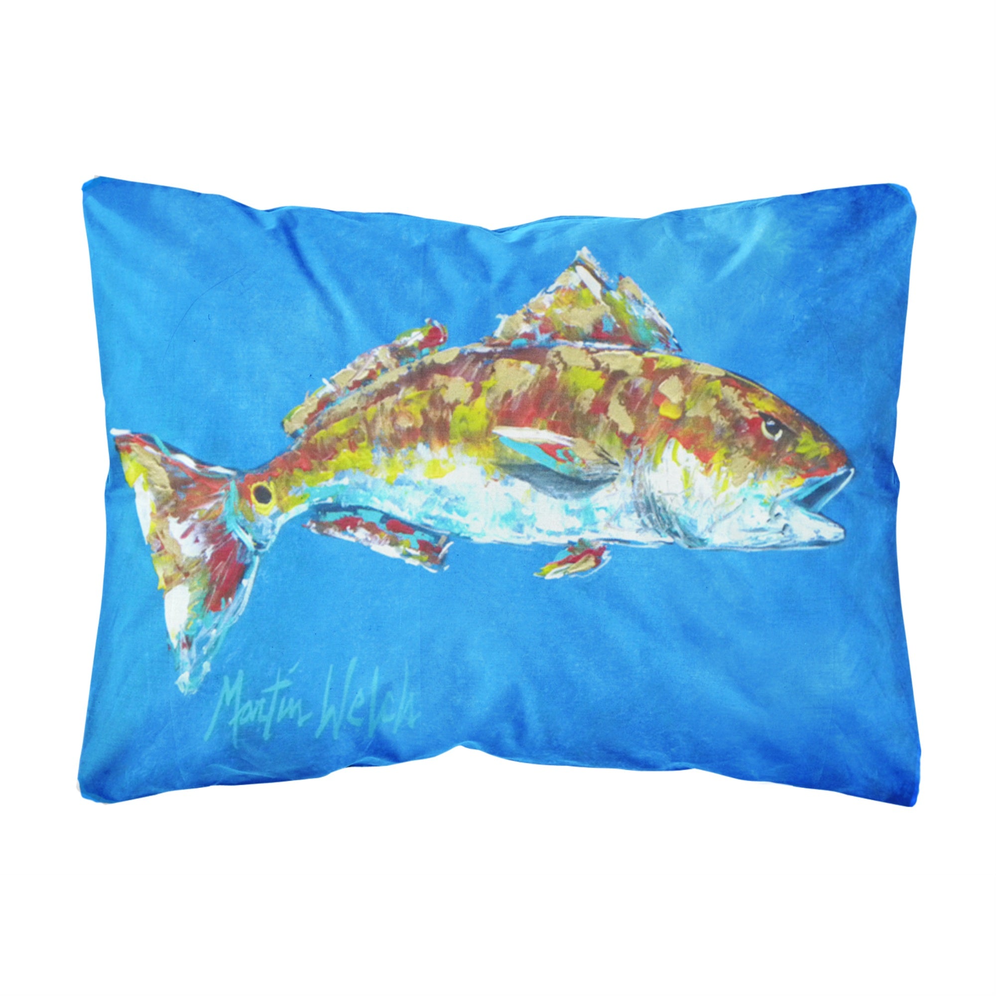 'Caroline'S Treasures Fish - Red Fish Seafood Two Canvas Fabric Decorative Pillow, Large, Multicolor'