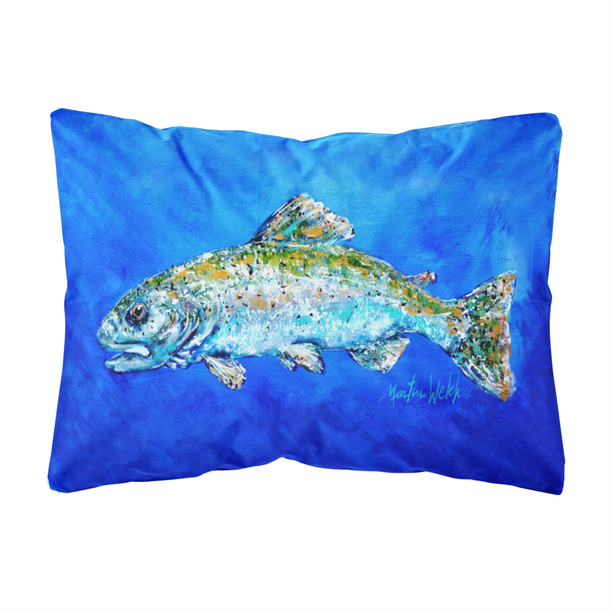'Caroline'S Treasures Mw1124Pw1216 Fish Headed Downstream Canvas Fabric Decorative Pillow, Large, Multicolor'