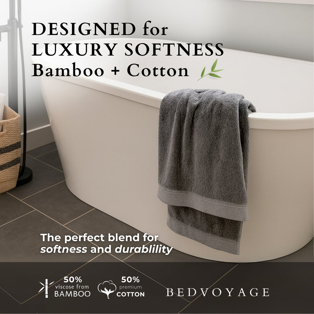 Bamboo Cotton Bath Sheet - Viscose from Bamboo + Cotton - Extra Large - Charcoal