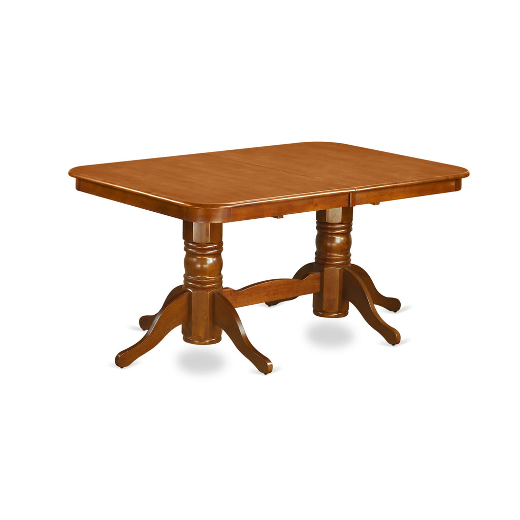 East West Furniture NANA9-SBR-C Napoleon 9 Piece Kitchen Set Includes a Rectangle Table with Butterfly Leaf and 8 Linen Fabric Dining Room Chairs, 40x78 Inch