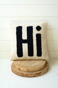 'Hi' Hand-Hooked Pillow