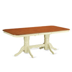 East West Furniture NAPL7-WHI-C 7 Piece Kitchen Table Set Consist of a Rectangle Dining Table with Butterfly Leaf and 6 Linen Fabric Upholstered Dining Chairs, 40x78 Inch, Buttermilk & Cherry
