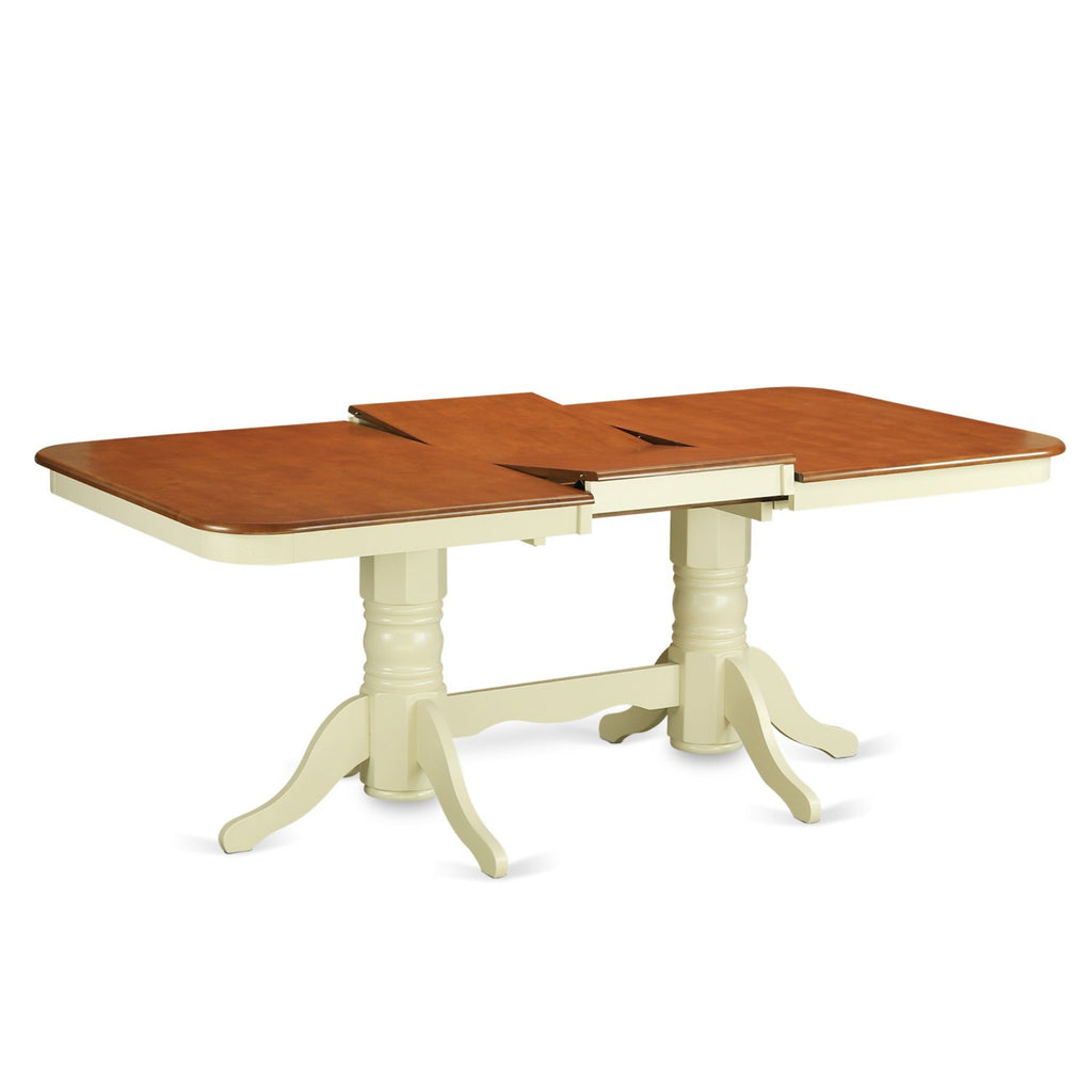 East West Furniture NAQU5-WHI-W 5 Piece Kitchen Table Set for 4 Includes a Rectangle Dining Room Table with Butterfly Leaf and 4 Solid Wood Seat Chairs, 40x78 Inch, Buttermilk & Cherry