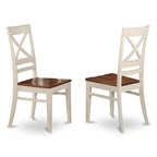 East West Furniture NOQU3-WHI-W 3 Piece Modern Dining Table Set Contains a Rectangle Wooden Table with Butterfly Leaf and 2 Dining Chairs, 32x54 Inch, Buttermilk & Cherry