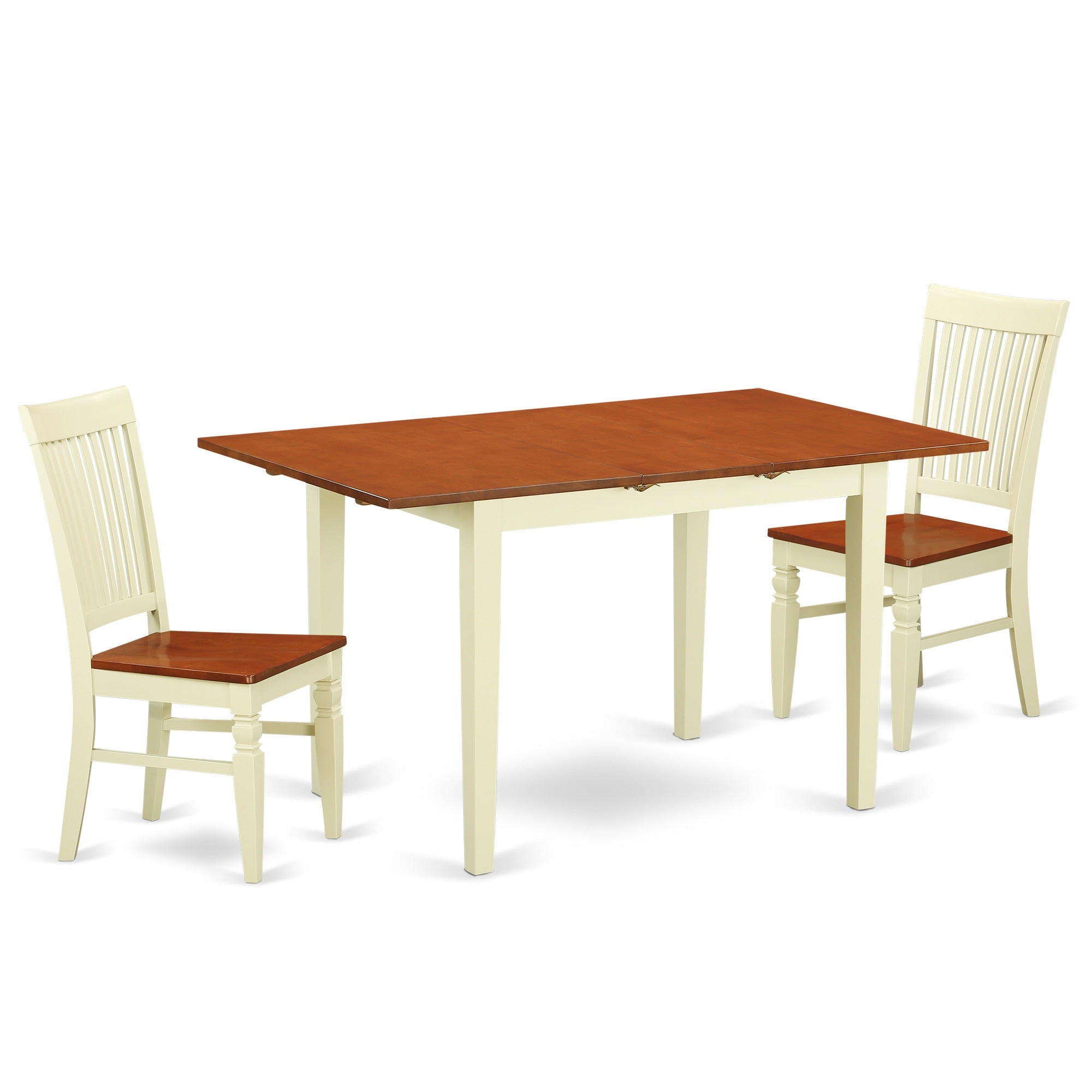 NOWE3-BMK-W 3 Pc Dining set with a Dining Table and 2 Kitchen Chairs in Buttermilk and Cherry