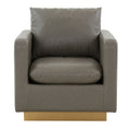 LeisureMod Nervo Leather Accent Armchair With Gold Frame