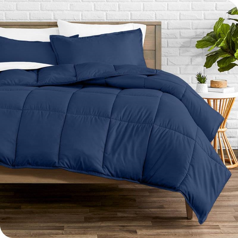 Queen size Super Soft Down Alternative Comforter Set in Navy Blue