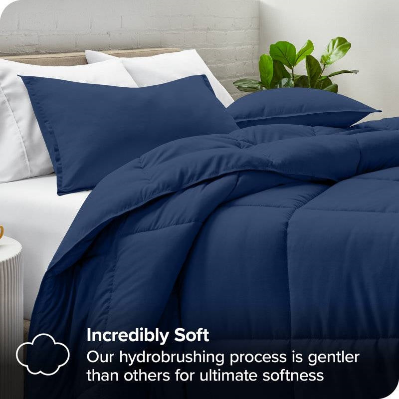 Queen size Super Soft Down Alternative Comforter Set in Navy Blue