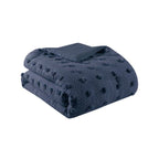 Twin/Twin XL 2 Piece Navy Pompom Microfiber Hypoallergenic Comforter Set