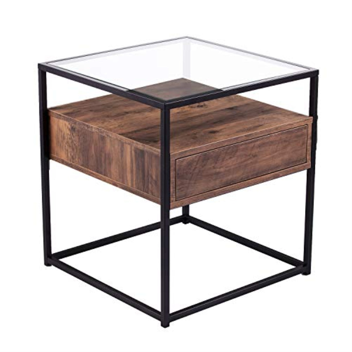 Olivern Glasstop End Table W/ Storage