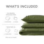 Twin/Twin XL Microfiber Pleated Soft Lightweight Comforter Set in Olive Green
