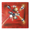Oil Painting On Canvas  Balls In Motion With Cue