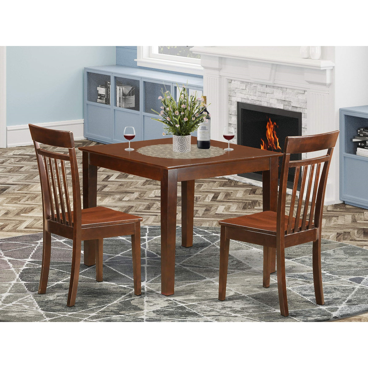 East West Furniture OXCA3-MAH-LC 3 Piece Dinette Set for Small Spaces Contains a Square Dining Table and 2 Faux Leather Dining Room Chairs, 36x36 Inch, Mahogany