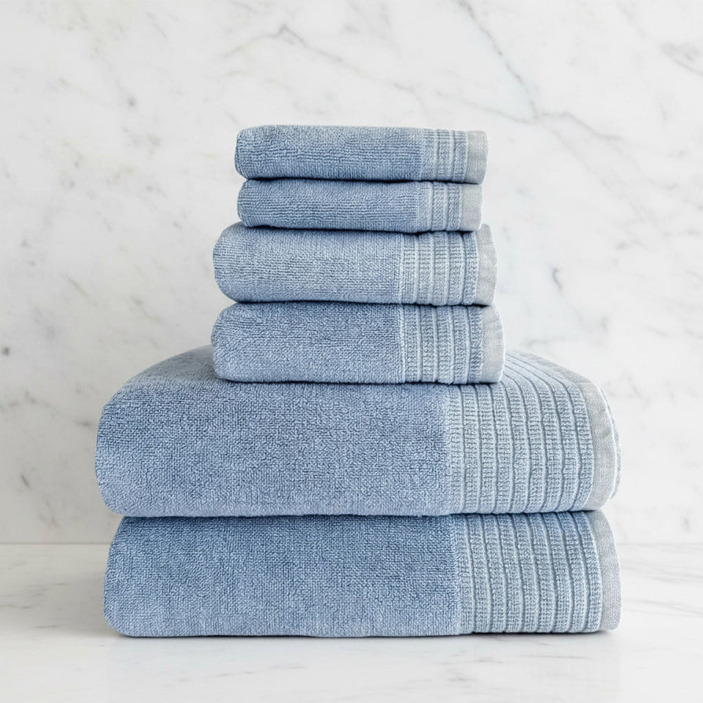 Bamboo Cotton Spa Towel Set - Viscose from Bamboo + Cotton - 6pc Set - Ocean