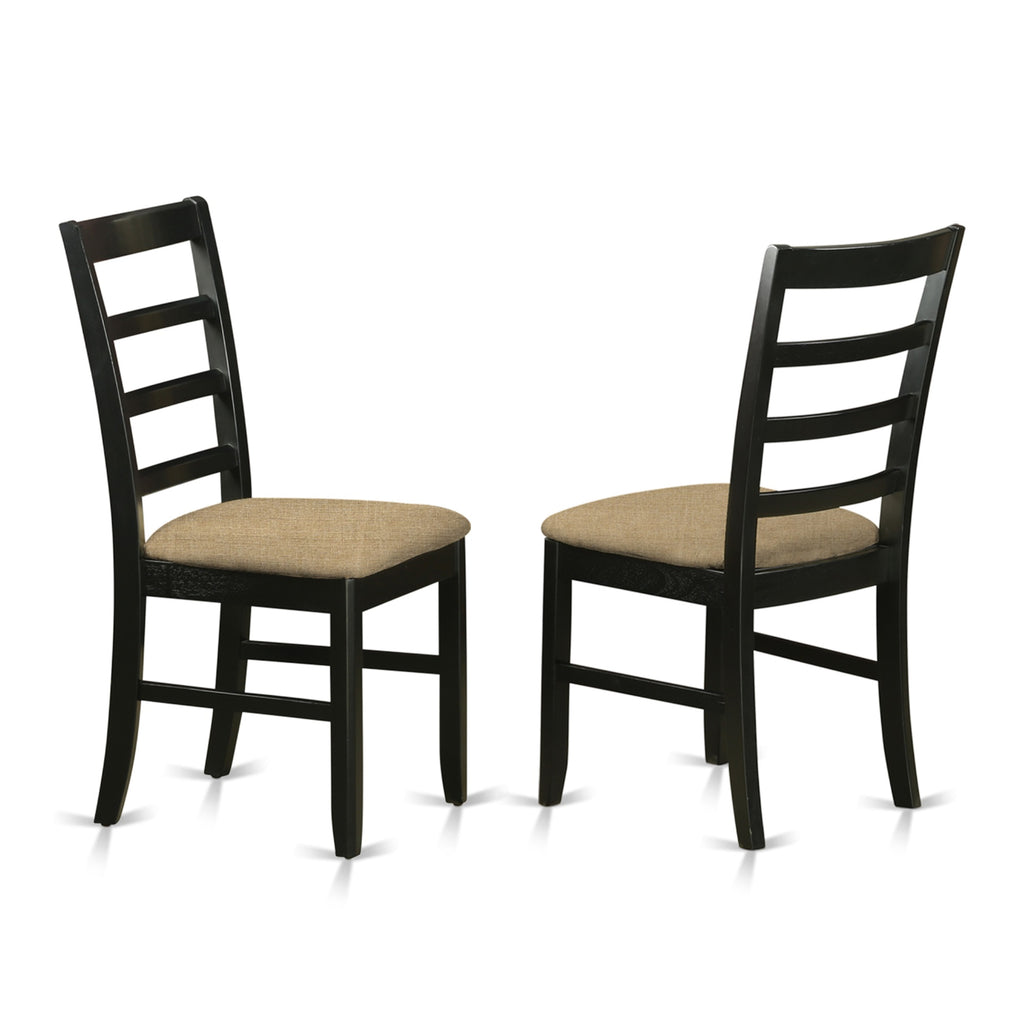 East West Furniture PARF9-BLK-C 9 Piece Dining Set Includes a Square Dining Room Table with Butterfly Leaf and 8 Linen Fabric Upholstered Kitchen Chairs, 54x54 Inch, Black & Cherry