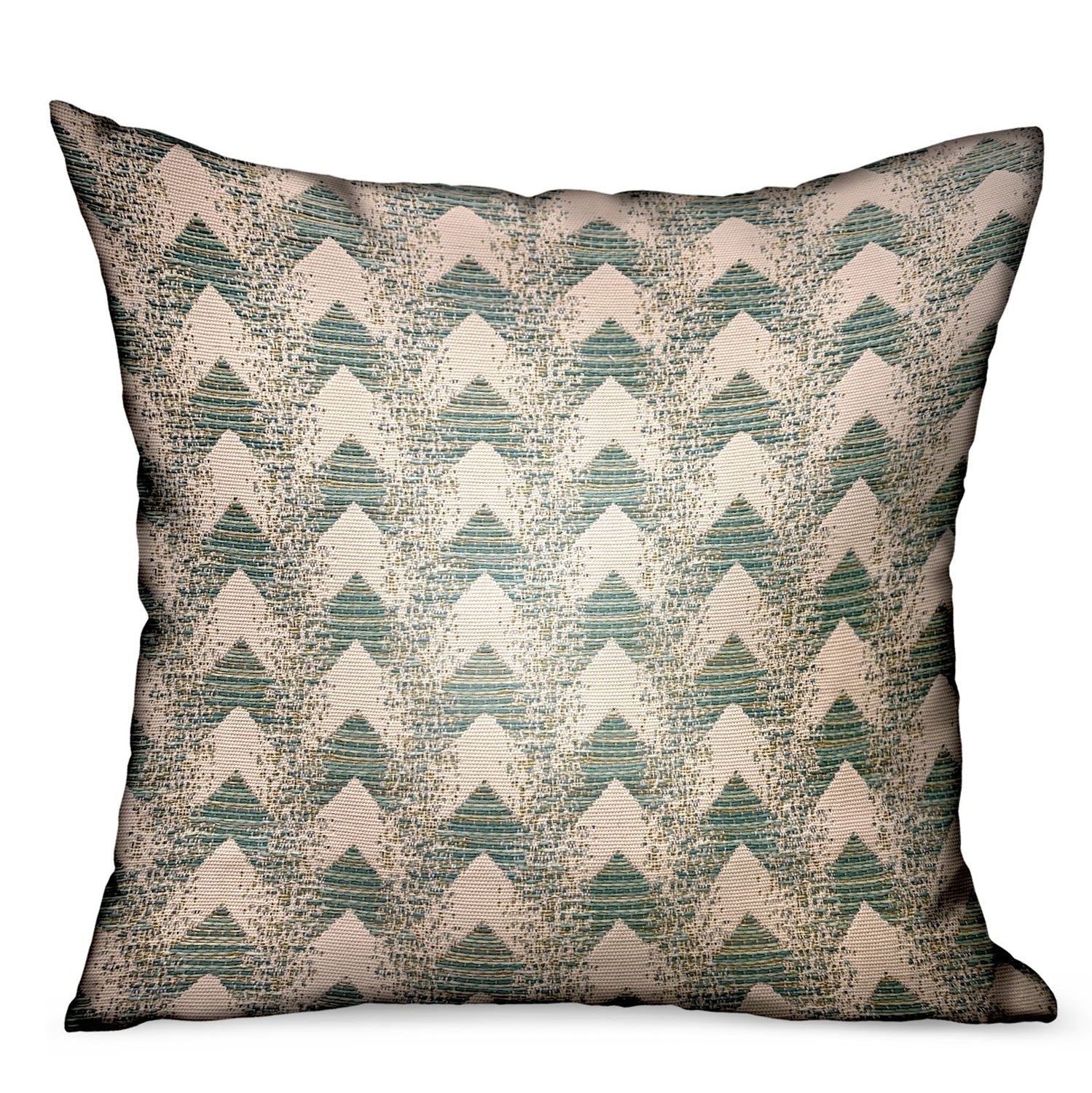 Plutus Forest Jade Sea Green Chevron Luxury Outdoor/Indoor Throw Pillow Double Sided  18' X 18'