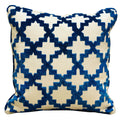 Plutus Velvety French Medallion Blue And Off White Geometric Luxury Throw Pillow Double Sided  18' X 18'