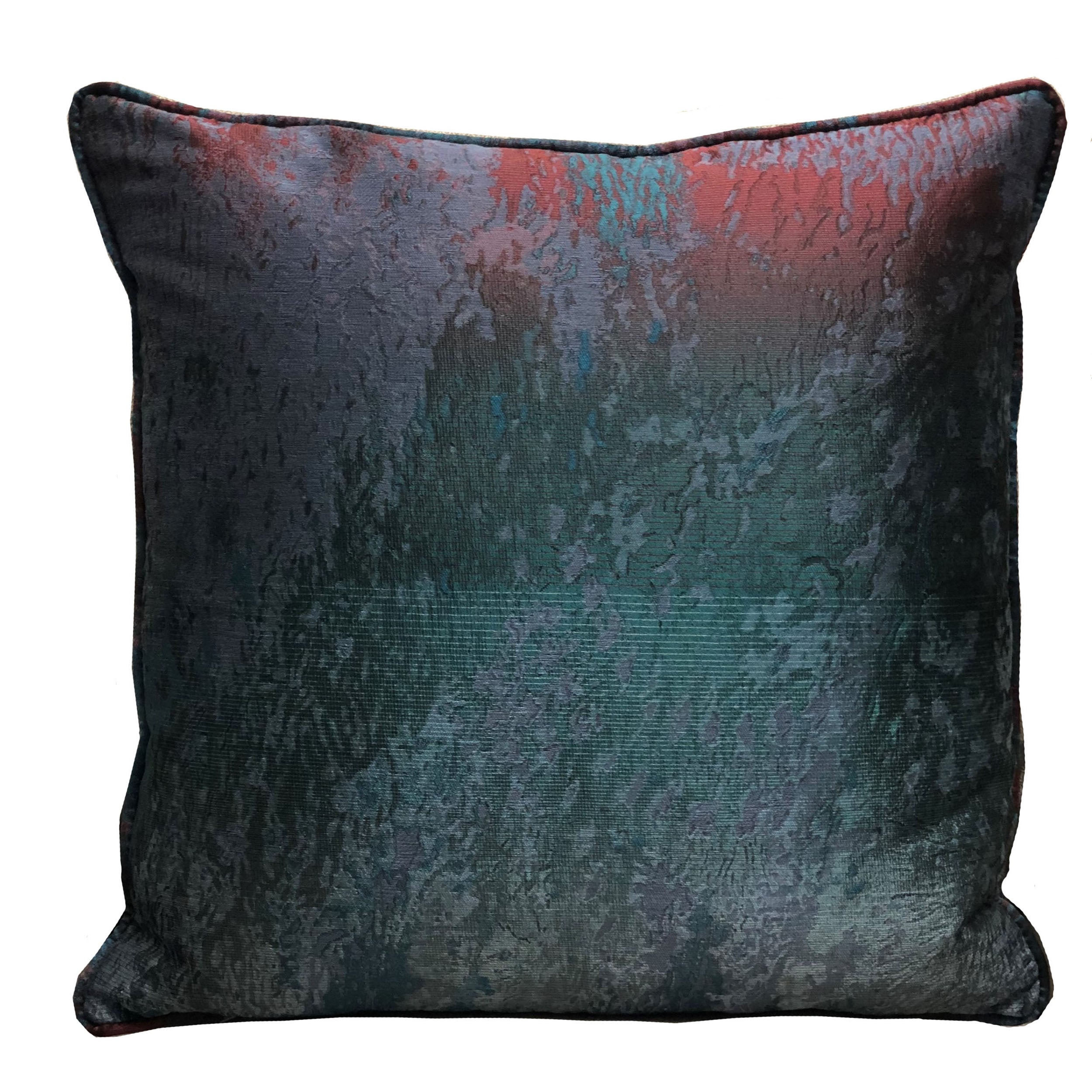 Plutus Bleu Velour Blue, Green, Red Luxury Throw Pillow Double Sided  20' X 30' Queen