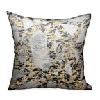 Plutus Craven Dust Gold, Gray Abstract Luxury Throw Pillow Double Sided  12' X 20'