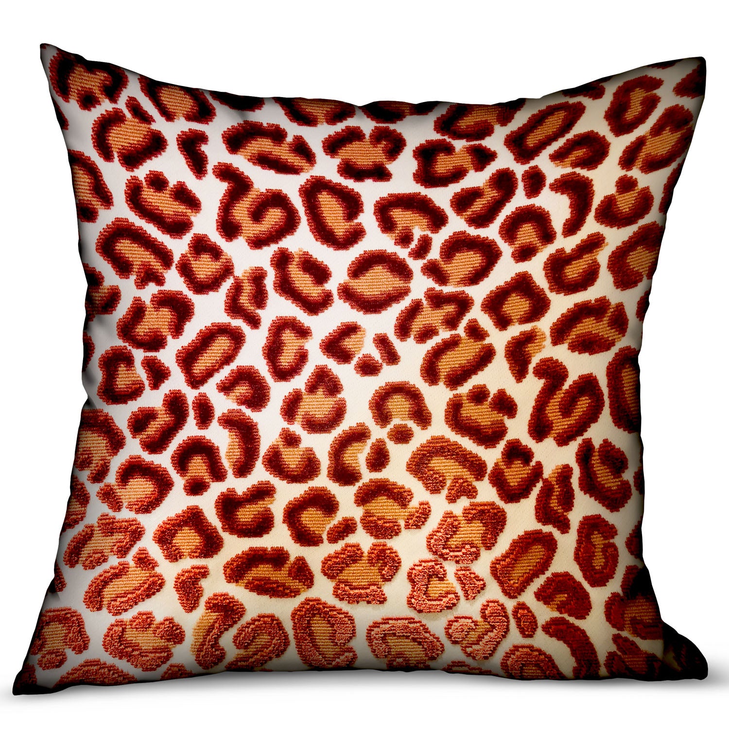 Plutus Emberglow Velvet Cheetah Red Animal Motif Luxury Throw Pillow Double Sided  12' X 20'