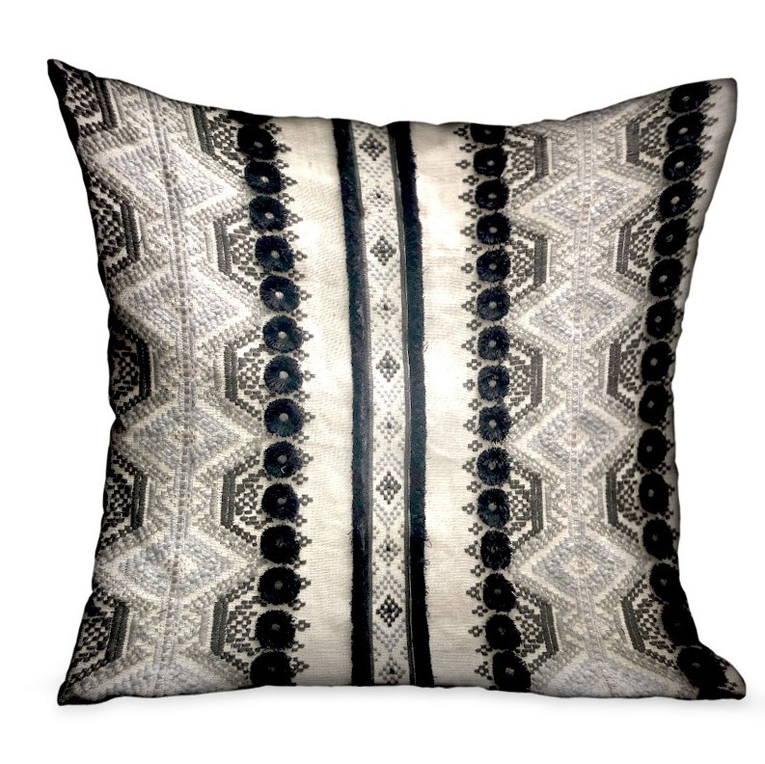 Plutus Scandanavian Stripe Black, White Geometric Luxury Throw Pillow Double Sided  12' X 20'
