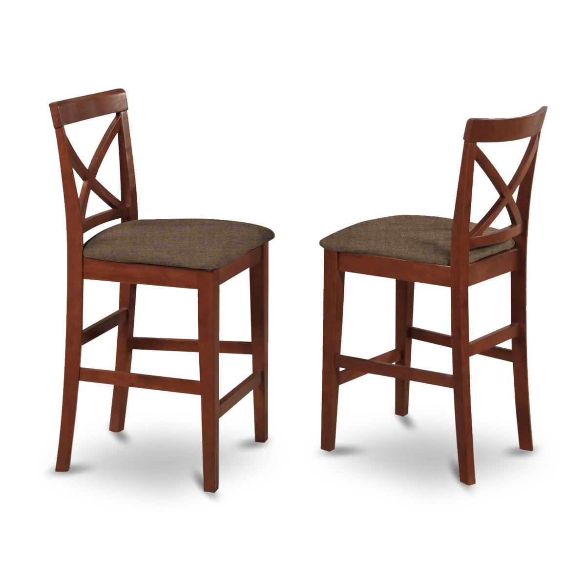 Counter Height Chairs With Fluted Legs And Footrest Stretchers  Elegant And Comfortable Slat Back Bar Stools For Dining Area