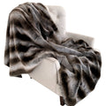 Plutus Fancy Gray Silver Chinchilla Faux Fur Handmade Luxury Throw Blanket 70L X 90W Twin